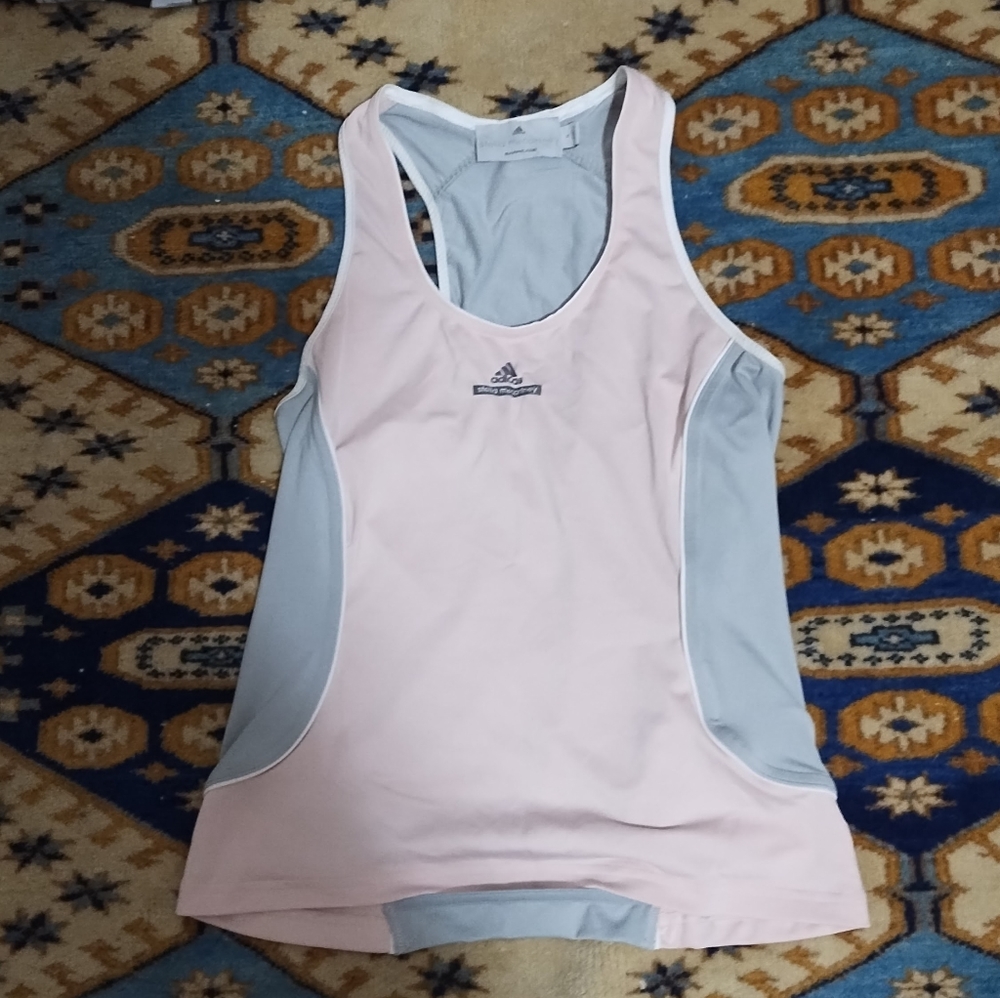 Adidas x stella McCartney athletic pink and grey top